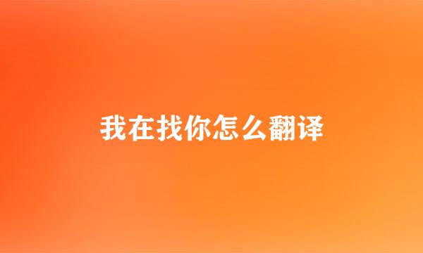 我在找你怎么翻译