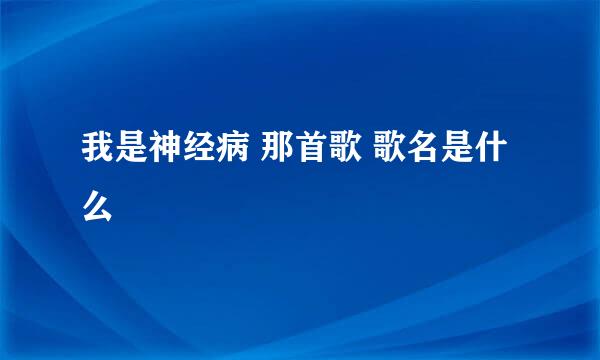 我是神经病 那首歌 歌名是什么