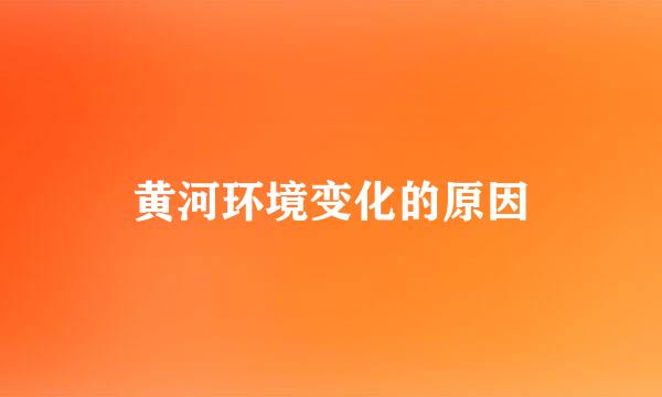 黄河环境变化的原因