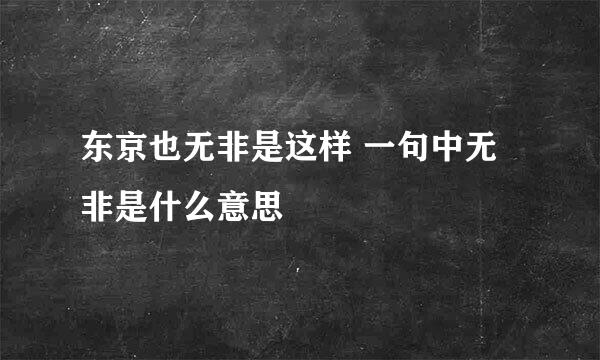 东京也无非是这样 一句中无非是什么意思