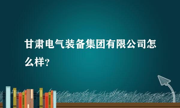 甘肃电气装备集团有限公司怎么样？