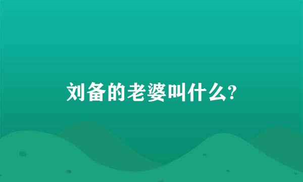 刘备的老婆叫什么?