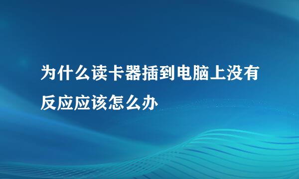 为什么读卡器插到电脑上没有反应应该怎么办