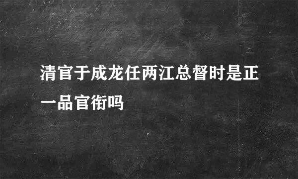 清官于成龙任两江总督时是正一品官衔吗