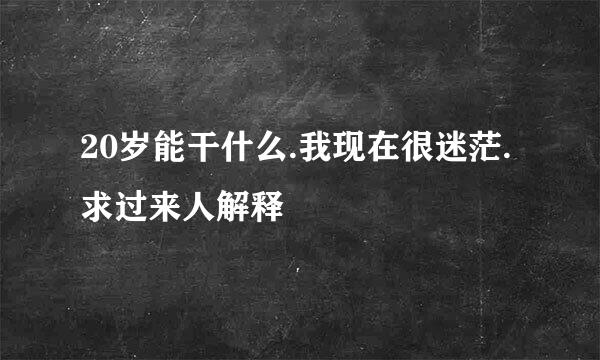 20岁能干什么.我现在很迷茫.求过来人解释