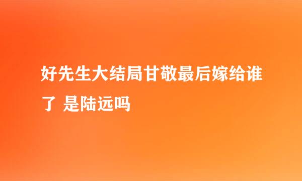 好先生大结局甘敬最后嫁给谁了 是陆远吗