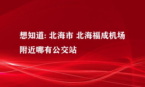 想知道: 北海市 北海福成机场附近哪有公交站