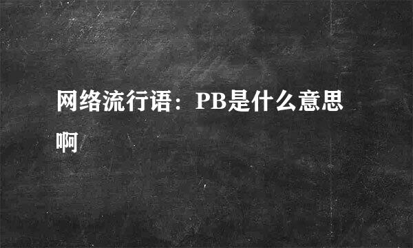 网络流行语：PB是什么意思啊