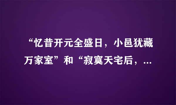 “忆昔开元全盛日，小邑犹藏万家室”和“寂寞天宅后，园庐但蒿藜”全是唐朝一位著名诗人的诗句，这位诗人是