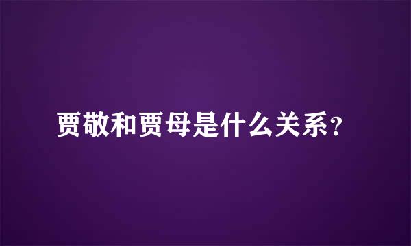 贾敬和贾母是什么关系？