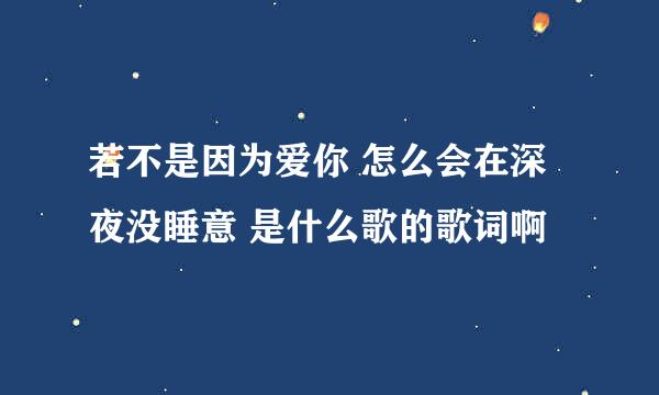 若不是因为爱你 怎么会在深夜没睡意 是什么歌的歌词啊