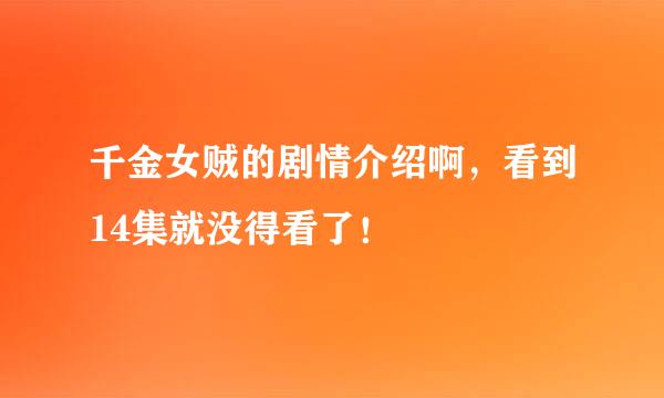 千金女贼的剧情介绍啊，看到14集就没得看了！