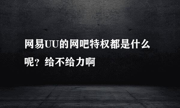 网易UU的网吧特权都是什么呢？给不给力啊