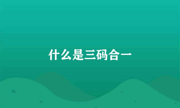 什么是三码合一