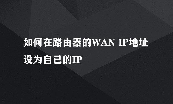 如何在路由器的WAN IP地址 设为自己的IP