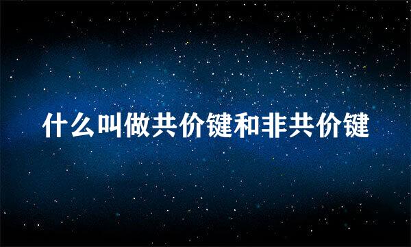 什么叫做共价键和非共价键