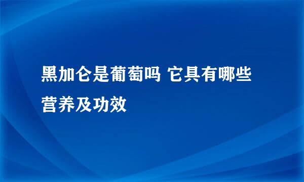 黑加仑是葡萄吗 它具有哪些营养及功效