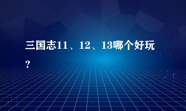 三国志11、12、13哪个好玩？