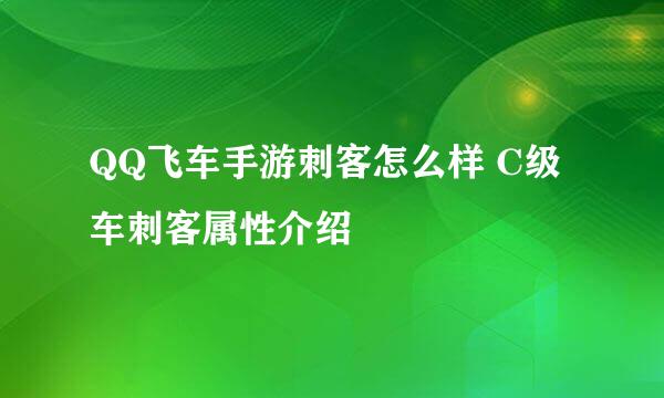 QQ飞车手游刺客怎么样 C级车刺客属性介绍