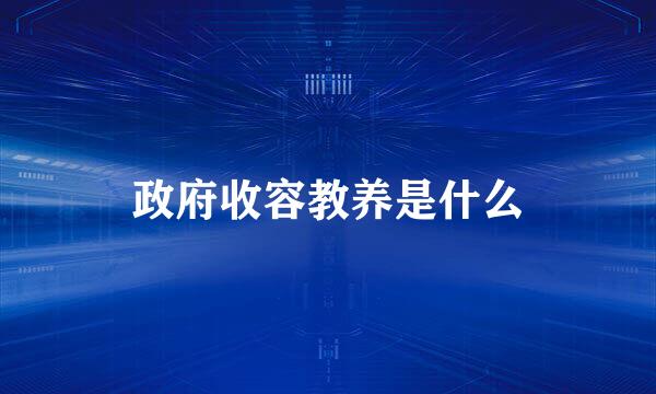 政府收容教养是什么