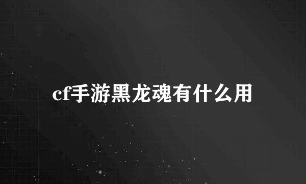 cf手游黑龙魂有什么用