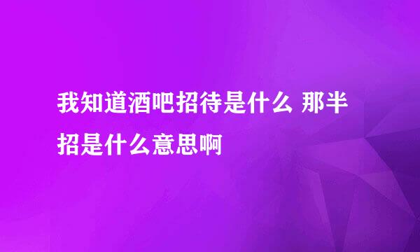 我知道酒吧招待是什么 那半招是什么意思啊