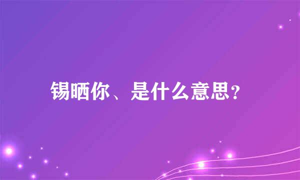 锡晒你、是什么意思？