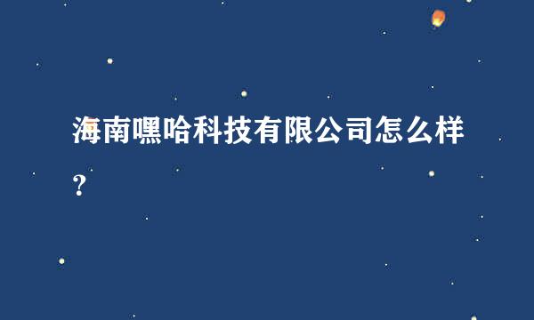 海南嘿哈科技有限公司怎么样？