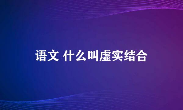 语文 什么叫虚实结合