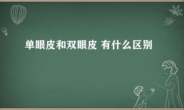 单眼皮和双眼皮 有什么区别