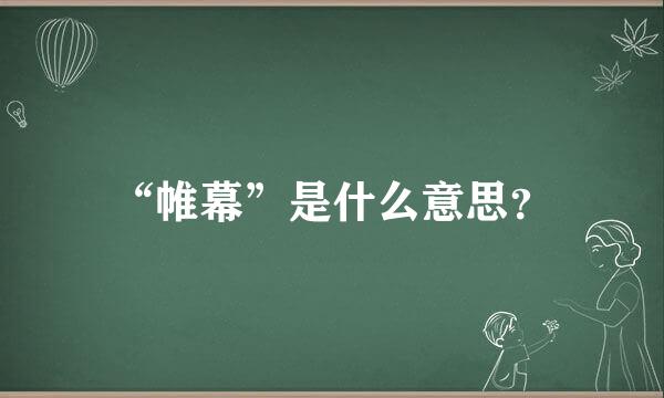 “帷幕”是什么意思？