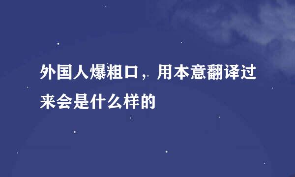 外国人爆粗口，用本意翻译过来会是什么样的