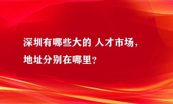 深圳有哪些大的 人才市场，地址分别在哪里？