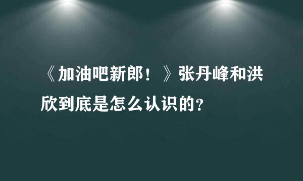 《加油吧新郎！》张丹峰和洪欣到底是怎么认识的？