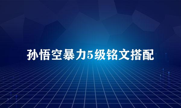 孙悟空暴力5级铭文搭配