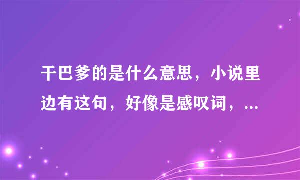 干巴爹的是什么意思，小说里边有这句，好像是感叹词，又有人说是加油，求真相