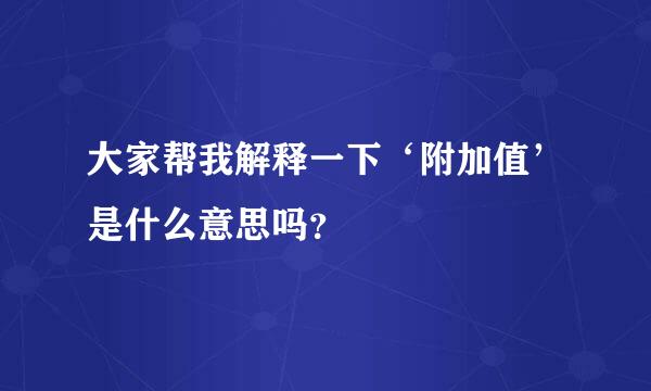 大家帮我解释一下‘附加值’是什么意思吗？