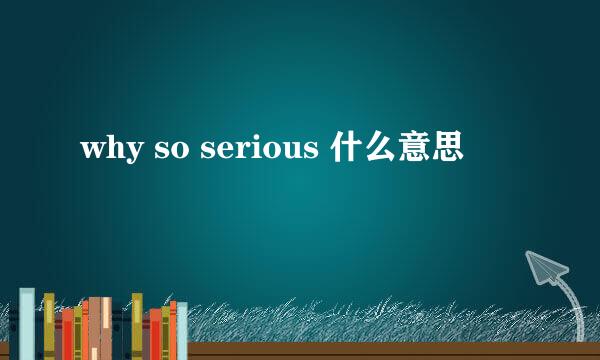 why so serious 什么意思