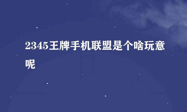 2345王牌手机联盟是个啥玩意呢