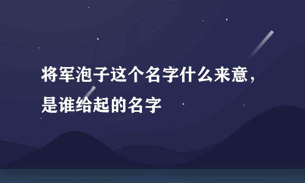 将军泡子这个名字什么来意，是谁给起的名字