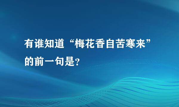 有谁知道“梅花香自苦寒来”的前一句是？