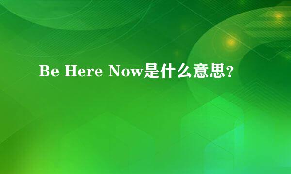 Be Here Now是什么意思？