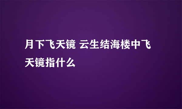 月下飞天镜 云生结海楼中飞天镜指什么