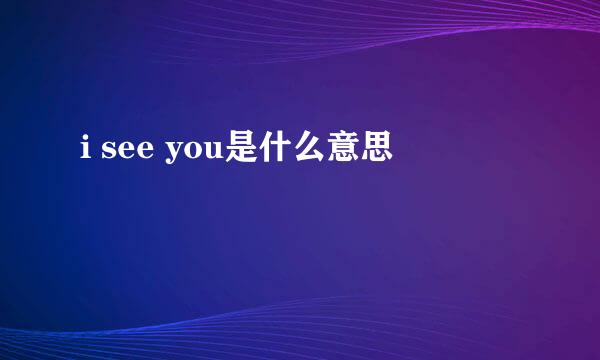 i see you是什么意思