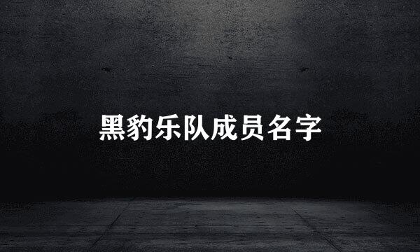 黑豹乐队成员名字