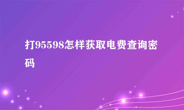 打95598怎样获取电费查询密码