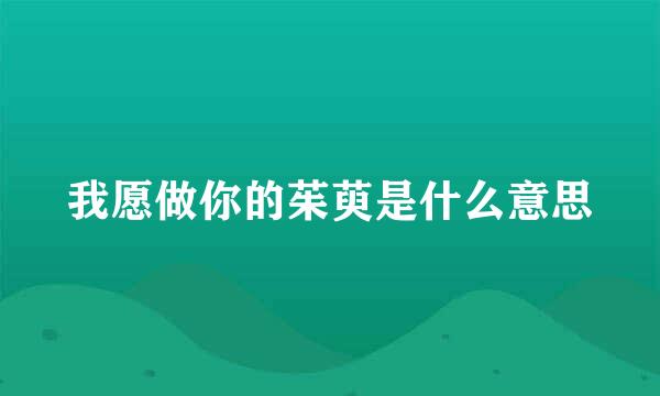 我愿做你的茱萸是什么意思