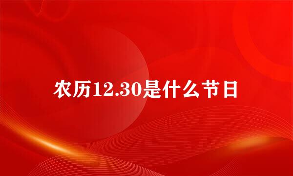 农历12.30是什么节日