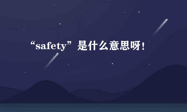 “safety”是什么意思呀！