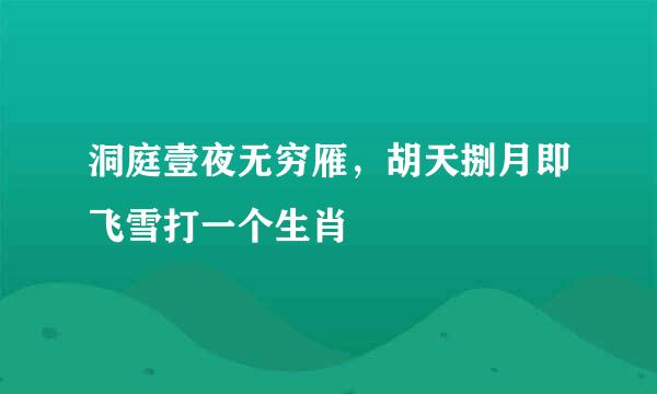 洞庭壹夜无穷雁，胡天捌月即飞雪打一个生肖